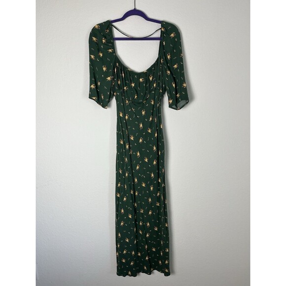 Fourteenth Place Benji Floral Midi Dress in Hunter Floral Green Large 208 - Picture 2 of 9